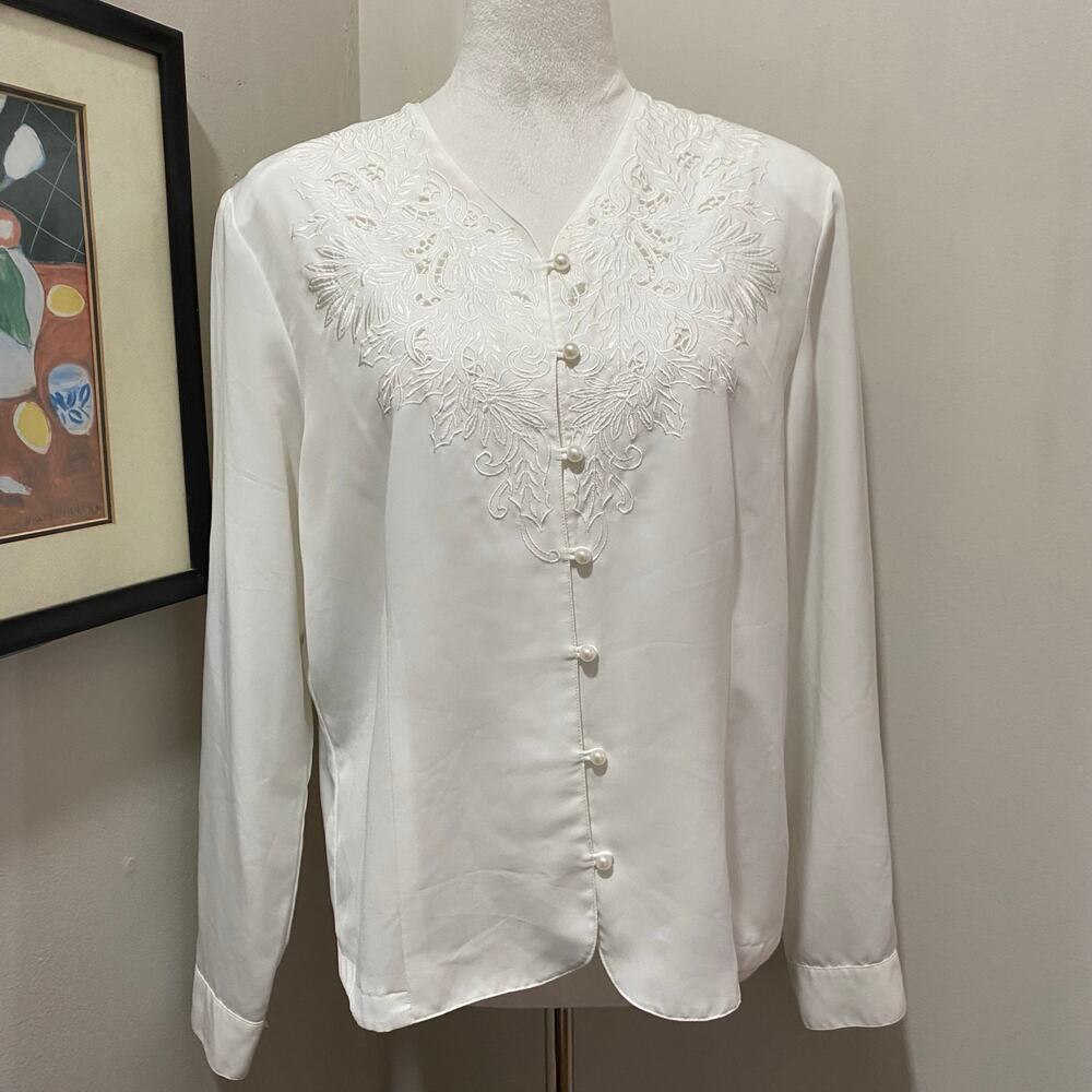 Vintage Christie and Jill White Blouse Size 14